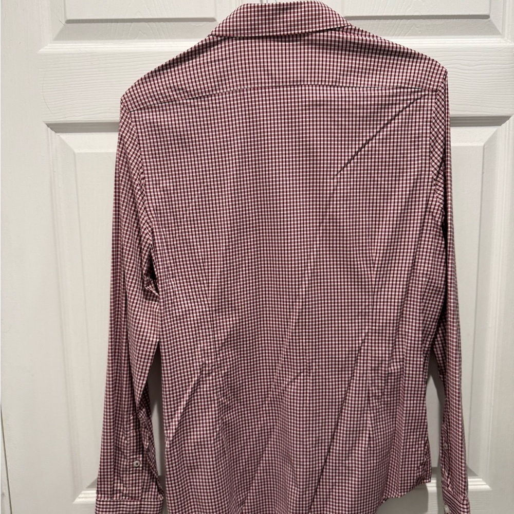 Express Red and White Gingham Casual Button Down Shirt - Picture 3 of 3
